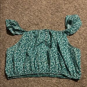 Pink Lily green Floral Crop Top